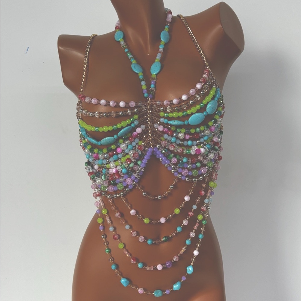 Colorful Beaded Chain Top